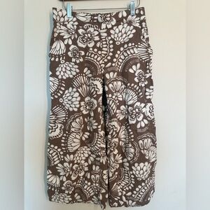 Dash women’s brown and white floral linen pants size small